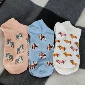 Old Navy 3 Pair Dog Print Ankle Socks